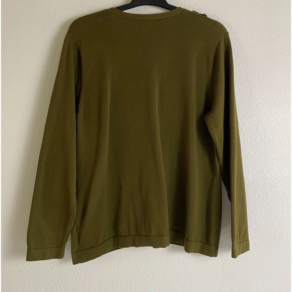 Liz Claiborne Womens XL  Long-sleeve Green Cardigan With Pleated-Ruffle Edging‎ - Picture 2 of 10